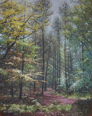 Wall Art - Painting - Group of trees in the New Forest. by Martin Davey