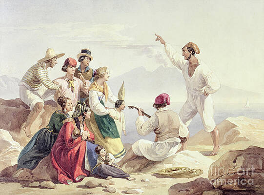 Wall Art - Painting - Group Wearing Neapolitan Costume, C.1827 by Carl Wilhelm Goetzloff