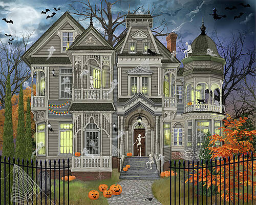 Wall Art - Painting - Halloween House by Bigelow Illustrations