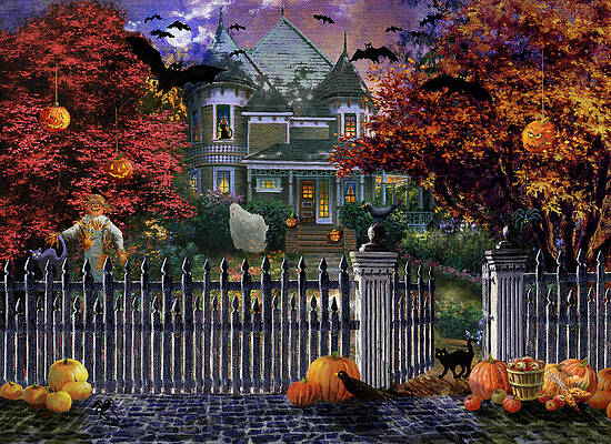 Wall Art - Painting - Halloween House by Nicky Boehme
