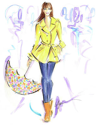In The Rain (Luxury Fashion Illustration Print)
