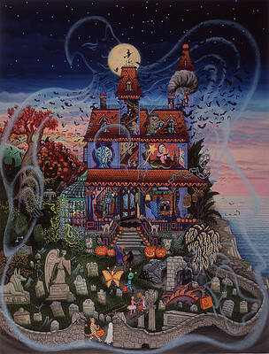 Wall Art - Painting - Haunted House by Kathy Jakobsen