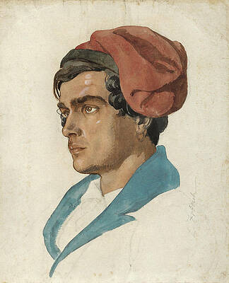 Wall Art - Painting - Head Study of a Fisherman from Capri. by Lorenz Frolich