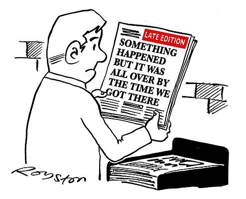 Wall Art - Drawing - Headline 'something Happened But It Was All Over By by Royston Robertson