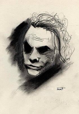 Wall Art - Drawing - Heath Ledger's Joker  by Amine BENTABIB