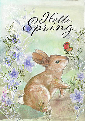 Wall Art - Digital Art - Hello Spring Sweet Bunny by Diannart