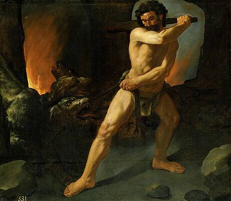 Wall Art - Painting - 'Hercules and Cerberus', 1634, Spanish School, Oil on canvas, 132 cm x 15... by Francisco de Zurbaran -c 1598-1664-
