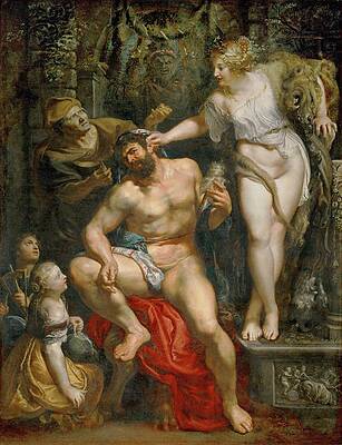Wall Art - Painting - Hercules and Omphale, 1602-1605. Canvas, 278 x 215 cm INV. 854. PETER PAUL RUBENS . by Peter Paul Rubens -1577-1640-