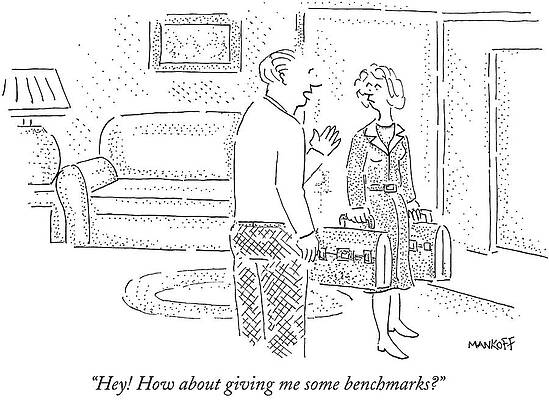 Wall Art - Drawing - Hey How About Giving Me Some Benchmarks by Bob Mankoff