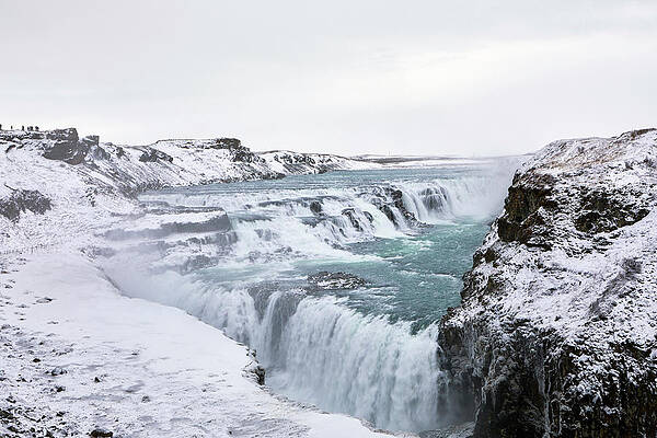 Wall Art - Photograph - High Angle Idyllic View Of Gullfoss Falls During Winter by Cavan Images