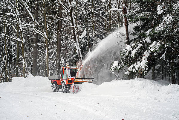 Wall Art - Photograph - Holder C9700h Municipal Tractor With Snow Blower Clearing by Philippe Clement / Naturepl.com