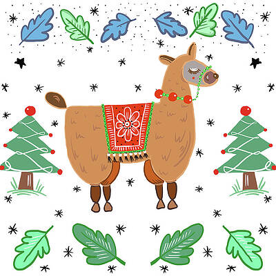 Wall Art - Mixed Media - Holiday Llama by Ani Del Sol