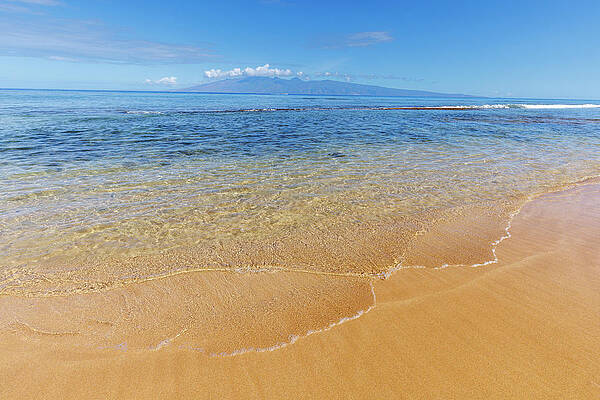 Wall Art - Photograph - Honokowai Beach With Calm Waves And Island Of Molokai In by David Fleetham / Naturepl.com