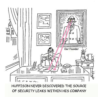 Wall Art - Drawing - Huffison Never Discovered The Source Of Security Leaks by David Brown