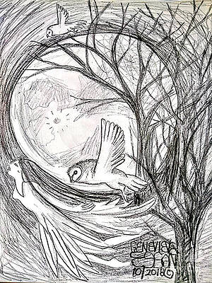 Wall Art - Drawing - Hunters Moon by Genevieve Esson