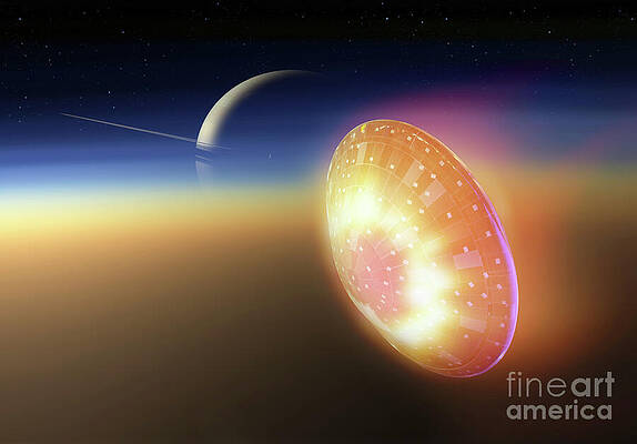 Wall Art - Photograph - Huygens Probe Entry Into Titan Atmosphere by Detlev Van Ravenswaay/science Photo Library