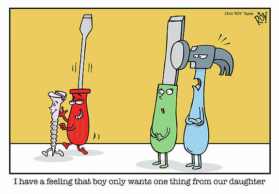Wall Art - Drawing - I Have A Feeling That Boy Only Wants One Thing From by Chris 'roy' Taylor