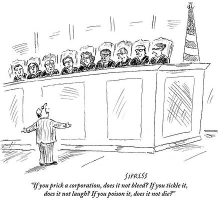 Wall Art - Drawing - If You Prick A Corporation, Does It Not Bleed If You Tickle by David Sipress