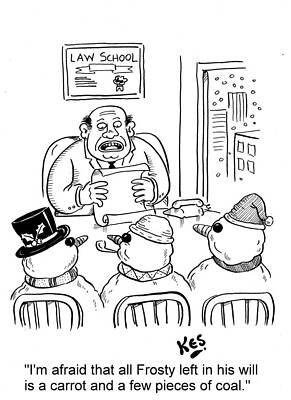 Wall Art - Drawing - I'm Afraid That All Frosty Left In His Will Is A Carrot by Kes
