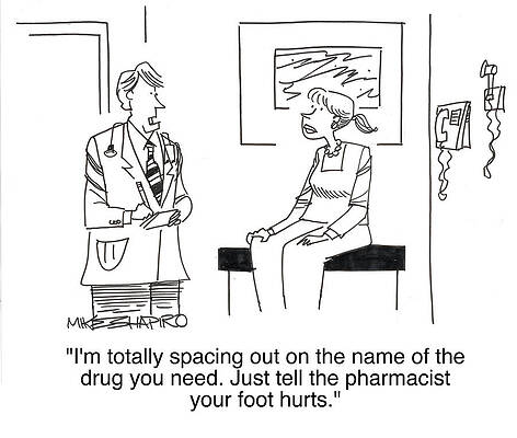Wall Art - Drawing - I'm Totally Spacing Out On The Name Of The Drug You Need by Mike Shapiro