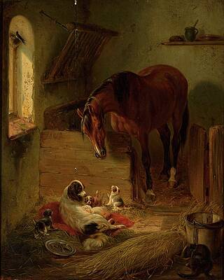 Wall Art - Painting - In The Barn by Benno Raffael Adam