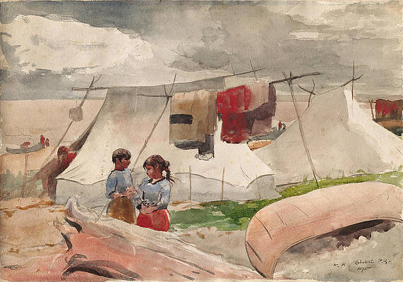 Indian Camp, Roberval, P.Q. Print by Winslow Homer