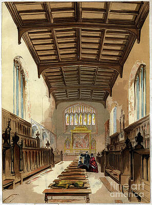 Wall Art - Drawing - Interior Of St Johns College Chapel by Print Collector