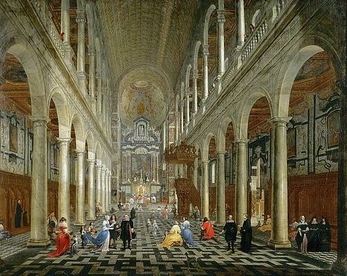 Wall Art - Painting - Interior of the Jesuit Church in Antwerp. Canvas -1665- 113 x 141 cm Inv. 602. by Anton Guenther Gheringh