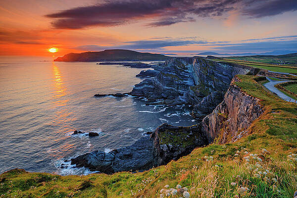 Wall Art - Digital Art - Ireland, Kerry, Portmagee, View Of The So-called Kerry Cliffs, The Highest Along The Ring Of Kerry, Looking Towards Valentia Island In The Background by Riccardo Spila