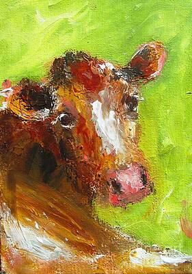 Wall Art - Painting - Paintings Of Irish Cows On Green  by Mary Cahalan Lee - aka PIXI