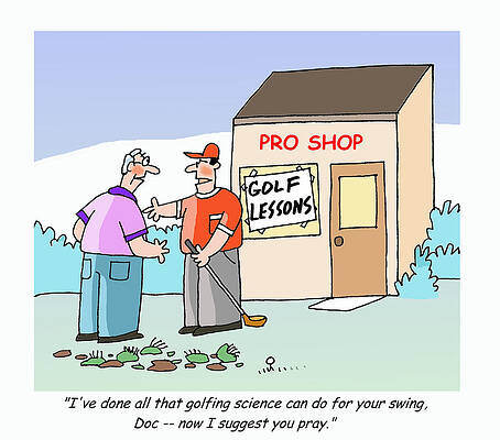 Wall Art - Drawing - I've Done All That Golfing Science Can Do For Your Swing by David Brown
