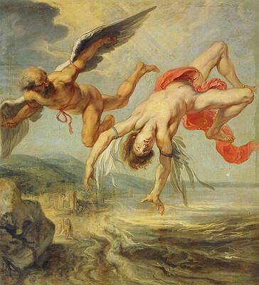 Wall Art - Painting - Jacob Peter Gowy / 'The Fall of Icarus', 1636-1637, Oil on canvas, 195 x 180 cm, P01540. DAEDALUS. by Jacob Peter Gowy -c 1615-c 1661-