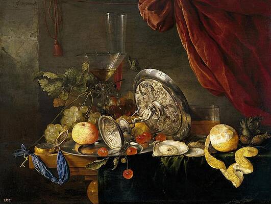 Wall Art - Painting - Jan Davidsz de Heem / 'Table', Flemish School, Oil on panel, 49 cm x 64 cm, P02090. by Jan Davidsz de Heem -1606-1684-