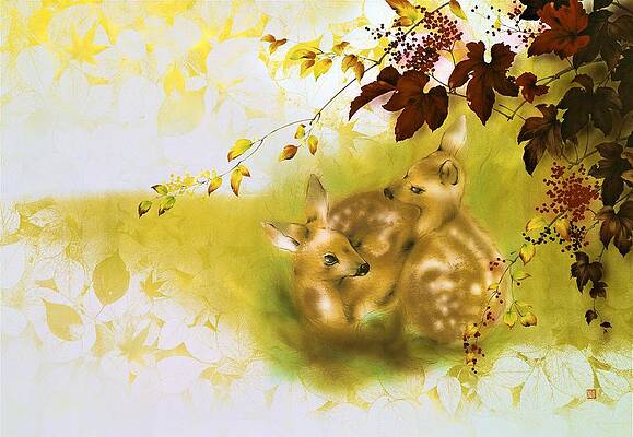 Japanese Deer Paintings Fine Art America