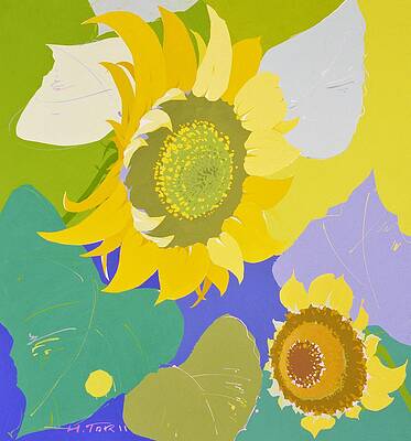Abstract Sunflower Paintings Pixels
