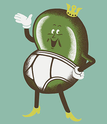 Wall Art - Drawing - Jelly Bean King Wearing Underwear by CSA Images