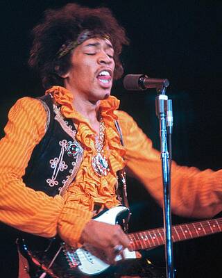 Wall Art - Photograph - Jimi Hendrix Singing During His Set At Monterey International Pop Festival by Globe Photos