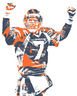 John Elway Denver Broncos Abstract Art 1000 T-Shirt by Joe