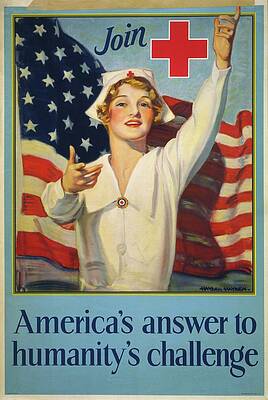 Wall Art - Painting - Join [red Cross Symbol]  Americas Answer To Humanitys by Hayden Hayden
