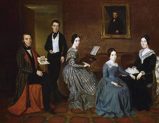 Wall Art - Painting - 'Jorge Flaquer and his Family', 1840-1845, Oil on canvas, 73,5 x 92,5 cm. ESPALTER Y RULL JOAQUIN. by Joaquin Espalter y Rull -1809-1880-
