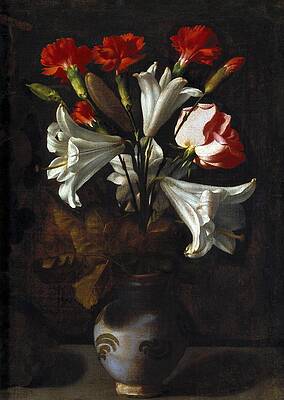 Wall Art - Painting - Juan Fernandez 'el Labrador' / 'Vase of Flowers', 1635-1636, Spanish School, Oil on canvas. by Juan Fernandez -17th cent -