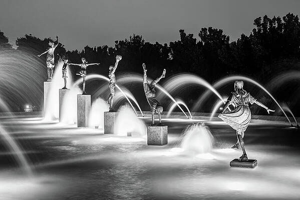 Wall Art - Photograph - Kansas City Fountain of Playing Children - Black and White by Gregory Ballos