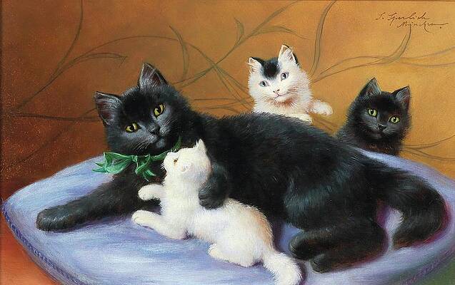 Wall Art - Painting - Katzenfamilie by Sophie Sperlich