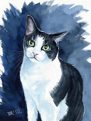 cat illustration in white gray and brown OOAK original cat watercolor cat art wall decor and nursery painting unique copy cat portrait