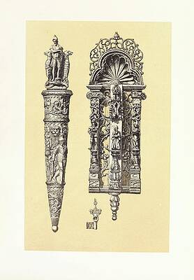 Wall Art - Painting - Knocker, In Wrought Iron And Dagger In Cast And Chiselled by John Charles Robinson