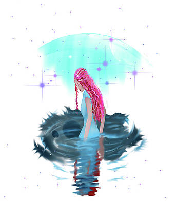 Wall Art - Painting - Lady In The Lake by Stephanie Analah