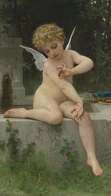 Wall Art - Painting - Lamour Au Papillon by William-adolphe Bouguereau