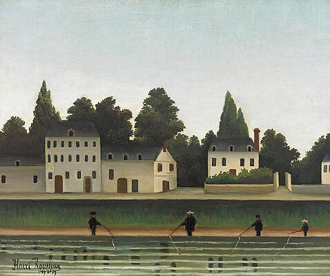 Landscape and Four Fisherman Print by Henri Rousseau
