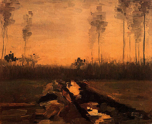 Wall Art - Painting - Landscape at Dusk by