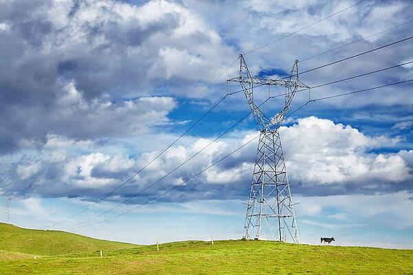 Wall Art - Photograph - Landscape With Electric Power-line by DPK-Photo